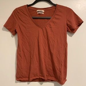 Burnt Orange V Neck Shirt